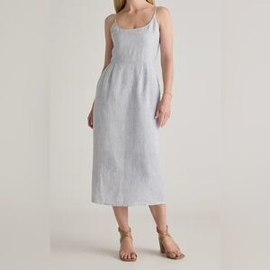 QUINCE • NWT • 100% European Linen Scoop Neck Midi Dress • Size S